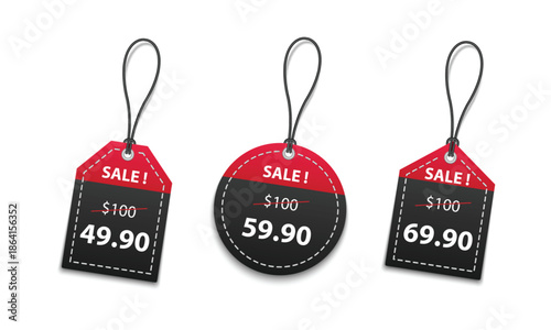 Sale tags with prices 49 90 59 90 and 69 90