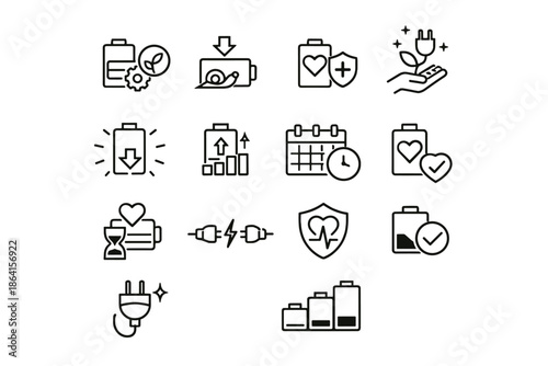 Vector optimization icon cue optimized energy step plug slow protection icons health