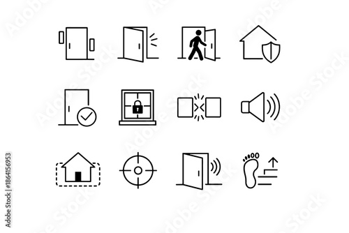 Boundary perimeter vector alert home open minimal icon sensor close security step