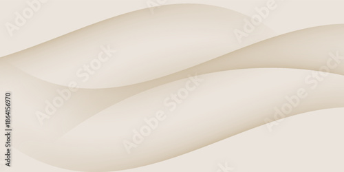 Smooth beige wave gradient background. Soft silk ecru liquid wallpaper. Pearl color splash texture for banner, flyer, presentation, graphic design, leaflet. Abstract blur wavy backdrop cover. Vector