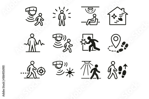 Motion presence passive alert sensor icon minimal vector cue home activity clarity