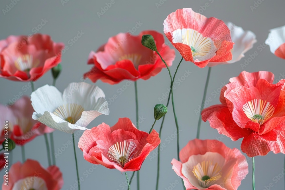 Obraz premium Stunning handmade paper poppies adding a touch of beauty and artistry to any setting