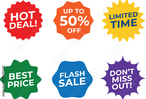 Sale Sticker Badge Collection with Deal Discount
