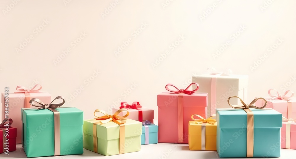 Obraz premium Beautifully wrapped gift boxes in pastel colors