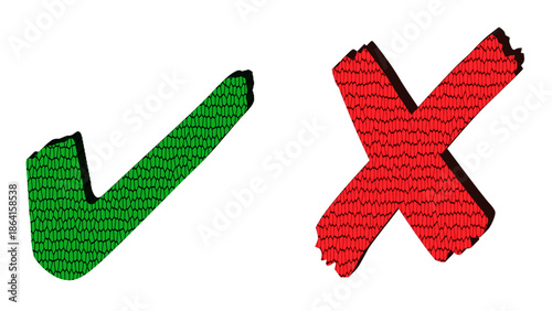 Checkmark and cross, tick mark, yes, no, positive, negative 