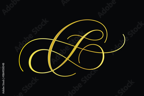 Golden elegant calligraphy on black background