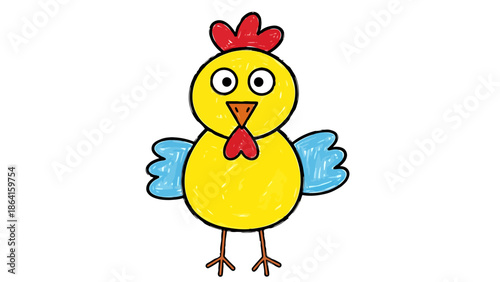 Cute Cartoon Chicken Character Colorful Farm Animal