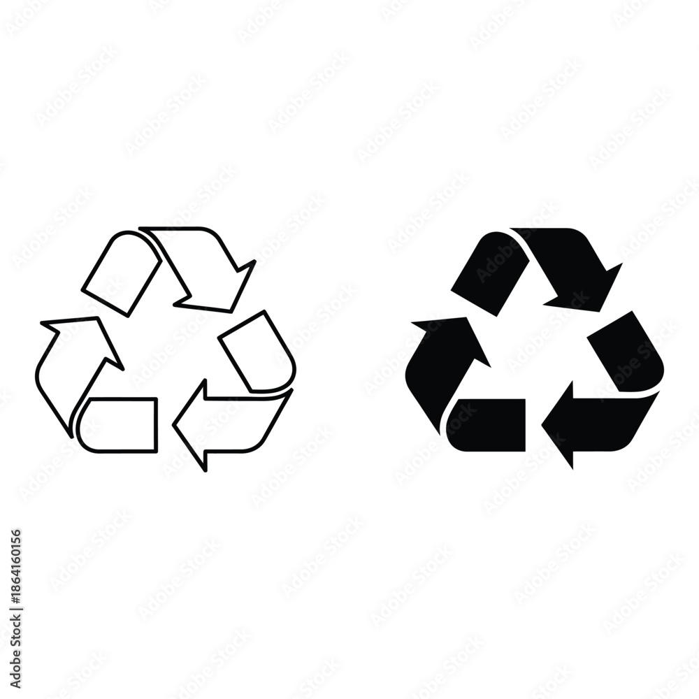 Obraz premium Two recycling symbols depicted in contrasting black and white outlines