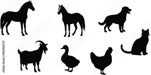 Farm and Domestic Animal Silhouettes Collection
