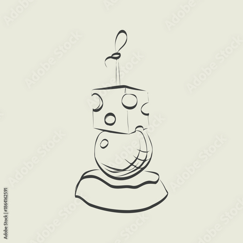 Finger food vector drawings. Food appetizer and snack sketch. Canapes. Suitable for banner, poster, label, menu, flyer. Food