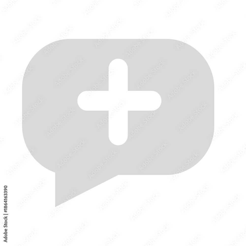 Fototapeta premium Chat bubble icon with plus symbol representing new message or add conversation.