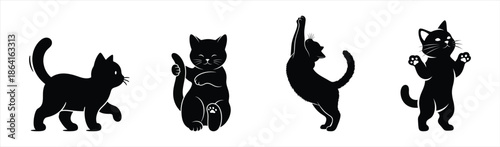 Elegant and Dynamic Black Cat Silhouettes Capturing Feline Agility and Playfulness