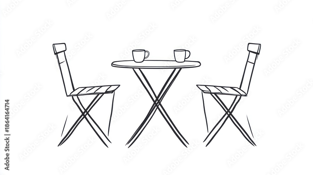 Fototapeta premium Outdoor Bistro Set Illustration