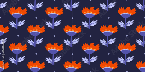 Pattern flower seamless floral nordic cute tradition leaf geometric easter minimal. Design for spring with scandinavian background and modern. Repeat textile fabric for wedding or wrapping