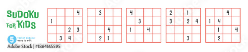 Sudoku for Kids, Logic Game Puzzle Vector Set