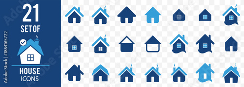 House or Real estate icon set. Smart home icon set. Collection of smart house with automation control system vector illustration Editable color. EPS 10.