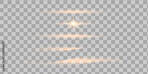 set of Png gold  light, sparkle. Yellow light effect. Shining light with yellow gold color. Png spotlight spark.Vector transparent sunlight special lens flare light effect