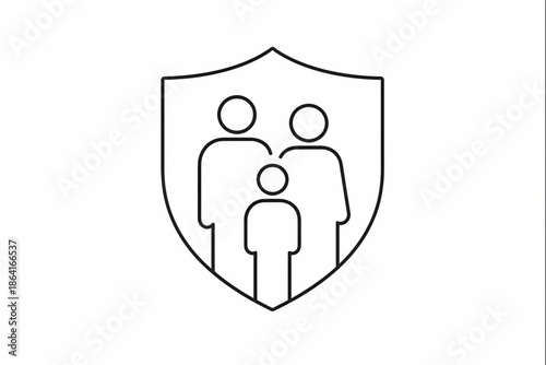Family Insurance Shield Line Icon | Health & Life Protection