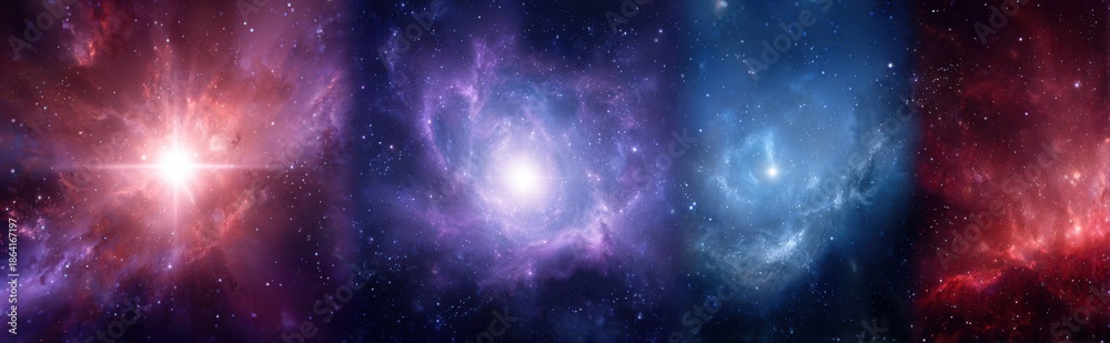 Obraz premium Cosmic Nebulae Panoramic View