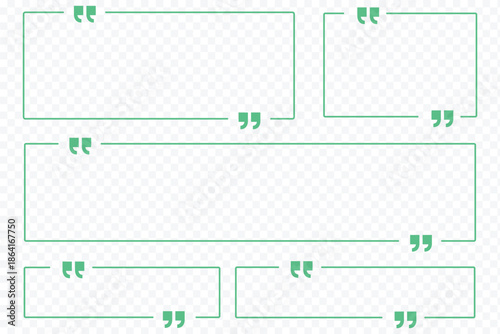 Quote box frame set. Blank quote boxes for text. Quotation bubble frame template with yellow background. Quote text in speech bubble. Quote bubble testimonial banners. Text in brackets. On Transparent
