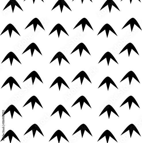 Black and white bird footprint silhouettes repetitive pattern for farm and nature themes