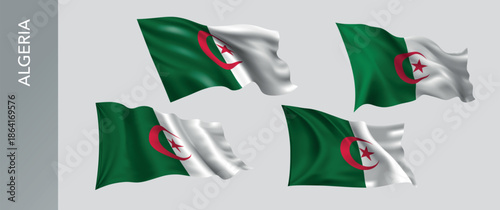 Wallpaper Mural Algeria waving flag set of vector illustration. Orange white green  of Algerian wavy realistic flag as a patriotic symbol Torontodigital.ca