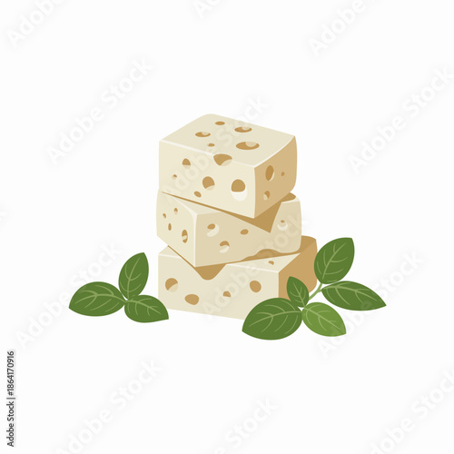 This image showcases three neatly stacked pieces of tofu on a clean surface, symbolizing health-conscious eating, vegetarianism, and the versatility of plant-based protein options.