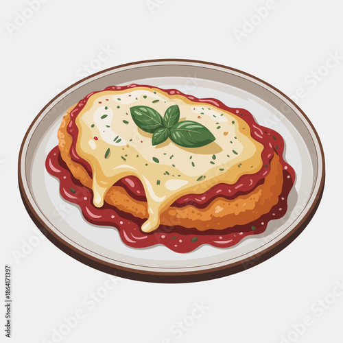 A mouthwatering chicken parmesan dish featuring golden breaded chicken topped with rich marinara sauce, melted cheese, and fresh basil, ready to enjoy.