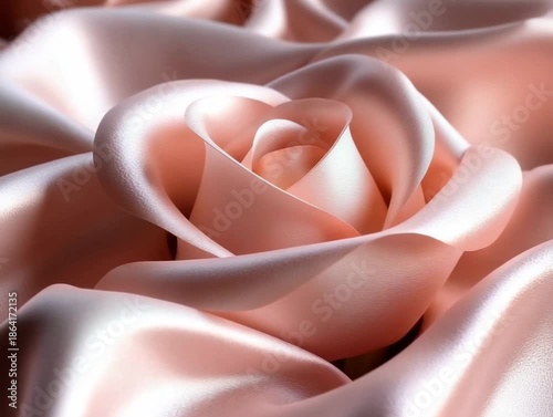 Rose made of fabric on a soft surface with light reflections