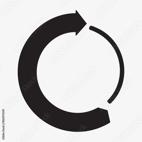Circular Arrow Cycle Icon - Refresh Reload Loop Symbol Black Vector Illustration
