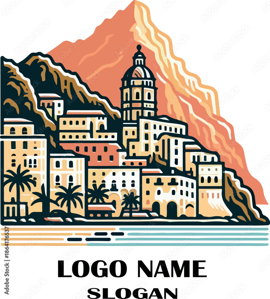 Naklejka premium Amalfi logo vector white background .