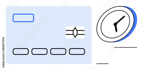 Time management, digital payments, financial planning, scheduling, transaction tracking, business strategy. Image shows a credit card and clock. Time management and digital payments concept
