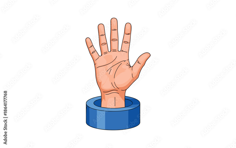 Obraz premium Hand Emerging from Blue Base Illustration