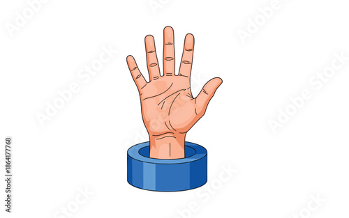 Hand Emerging from Blue Base Illustration