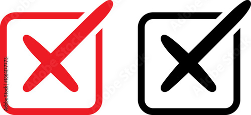 Red and black crossed boxes