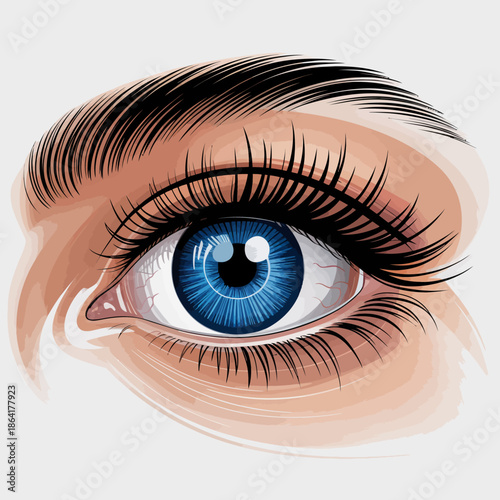 A captivating close-up image of a human eye showcasing intricate details and vivid blue colors, symbolizing perception, depth of emotion, and beauty in human anatomy.