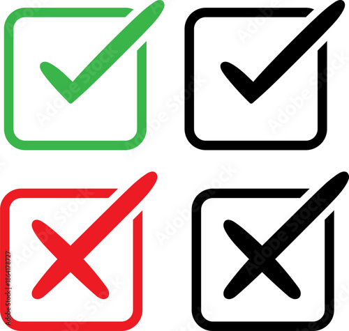 Four checkboxes displaying different statuses