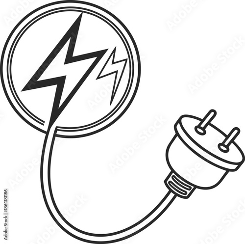 Electric plug with lightning bolt symbol on a white background