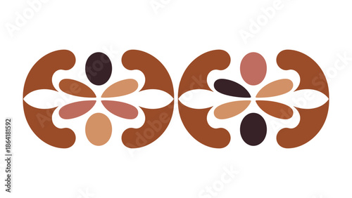 Floral Duo: A captivating, symmetrical arrangement of stylized floral patterns, their delicate petals and harmonious forms creating a sense of balance and aesthetic appeal.