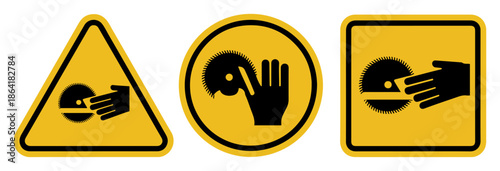 hazard crushing hands machine icon