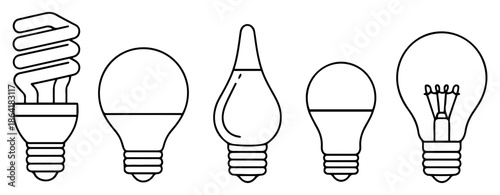 light bulb idea line icon set