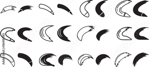 Collection of various black and white brush stroke elements for design