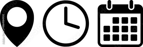 Symbols for location, time, and date