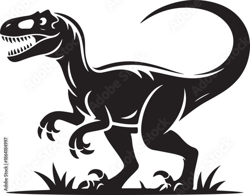 Vector Collection of Fierce Velociraptor Silhouette Icons for Prehistoric and Design Projects