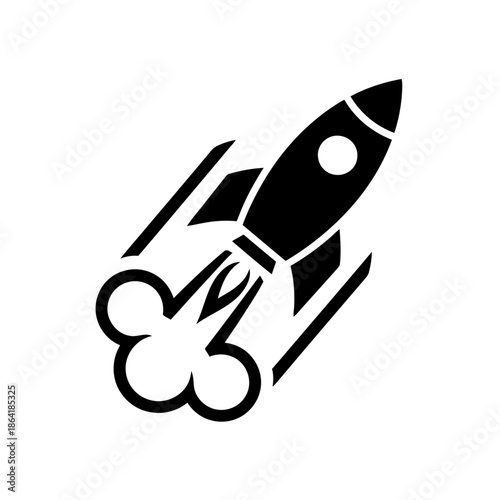 Launching rocket isolated on white background