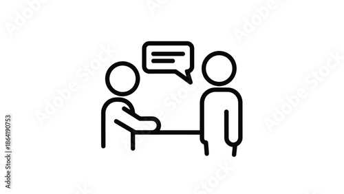 Simple line art illustration of two people communicating.