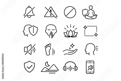 Icon mute alert calm mental quiet icons distraction silent safety vector focus