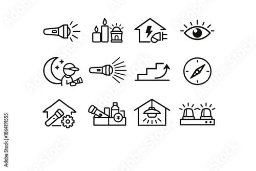 Home lighting torch awareness emer readiness icon blackout vector navigation calm emergency
