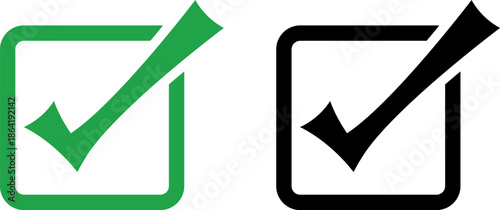 Checkmarks in green and black