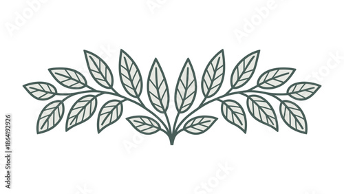 Elegant Leafy Design: A symmetrical botanical illustration showcases a delicate pattern of leaves and stems. The simple yet refined design evokes a sense of natural grace and tranquility.